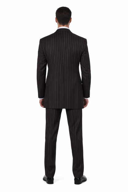 Men’s Vintage Vested Gangster Pinstripe Suit – Black & White 3-Piece Classic Fit