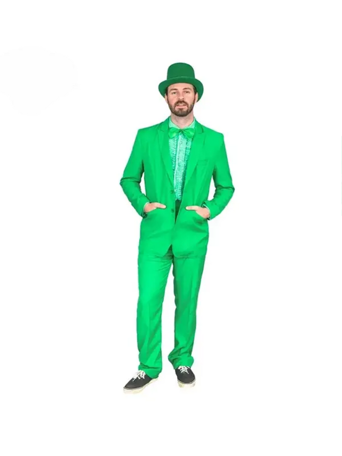 Vibrant Green Costume Suit with Matching Hat  Bold Party & Event Wear