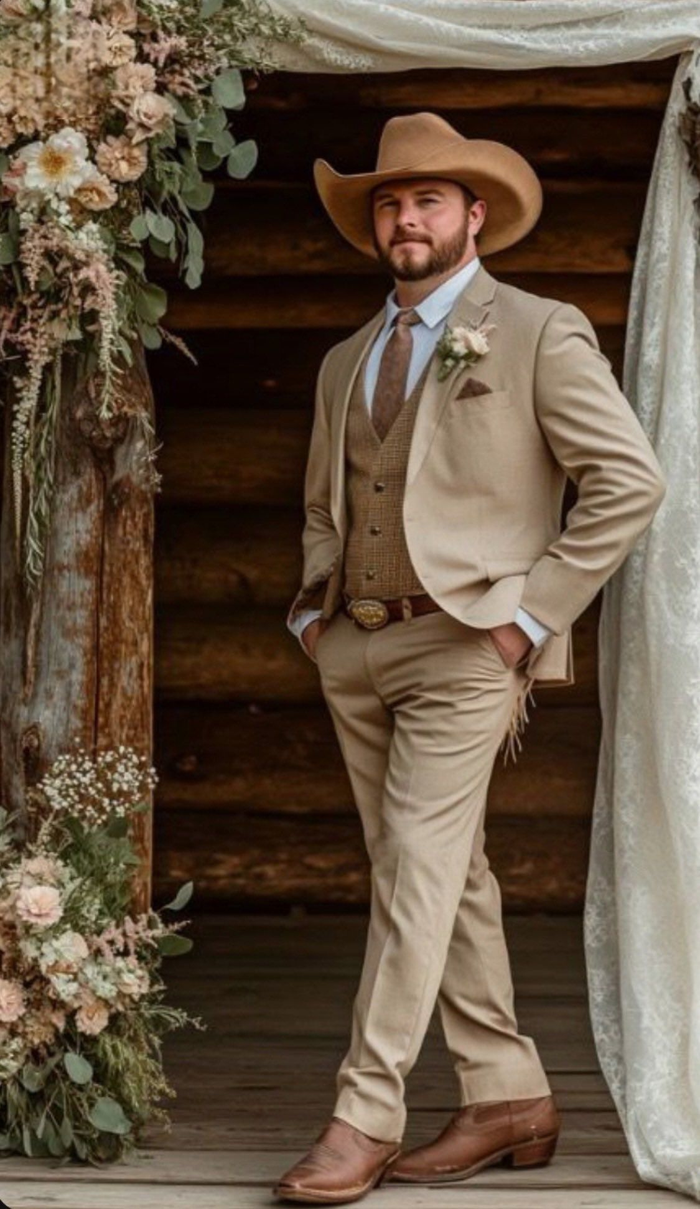 Stylish Cowboy Wedding Suit for Men - Rustic Western Elegance - Traje Para Hombre