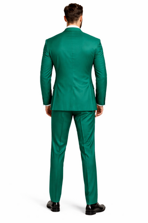 In Aguasta Green - Emerald Color Zacchi Men's 3 Piece Poplin Suit  Spring Colors & Award Winning Design