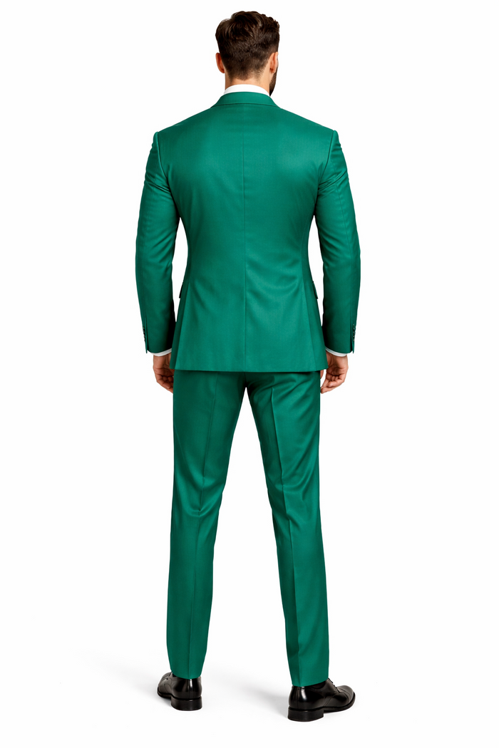 In Aguasta Green - Emerald Color Zacchi Men's 3 Piece Poplin Suit  Spring Colors & Award Winning Design