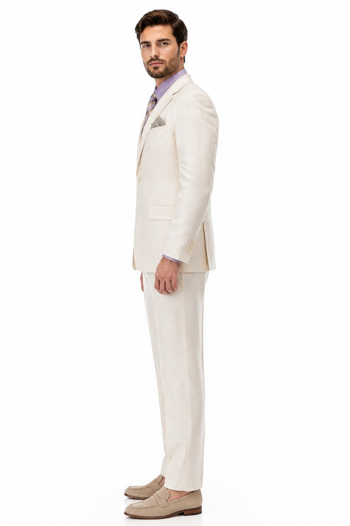 Linen Suit - Mens Summer Suits Ivory Big and Tall  Color - Beach Wedding
