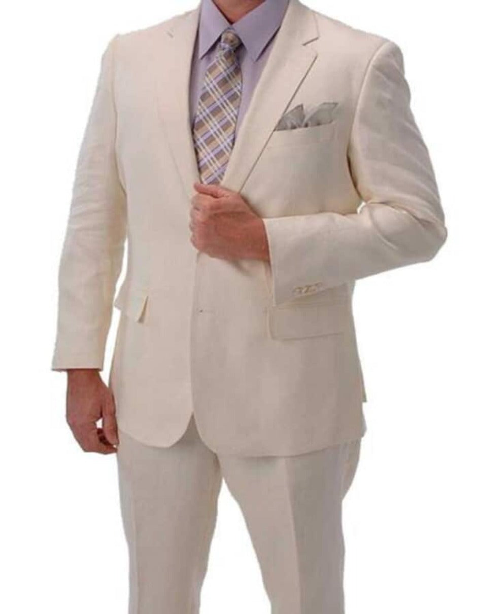 Linen Suit - Mens Summer Suits Ivory Big and Tall  Color - Beach Wedding - Men's Tuxedo USA