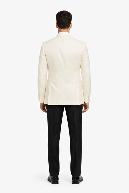 Ivory Double Breasted Tuxedo Dinner Jacket - Cream Dinner Jacket - Off White Tuxedo