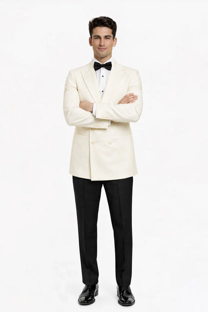 Ivory Double Breasted Tuxedo Dinner Jacket - Cream Dinner Jacket - Off White Tuxedo