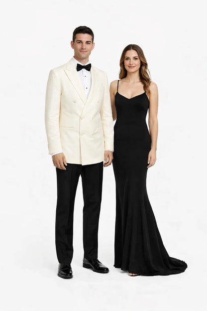 Ivory Double Breasted Tuxedo Dinner Jacket - Cream Dinner Jacket - Off White Tuxedo