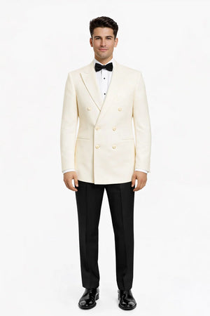 Ivory Double Breasted Tuxedo Dinner Jacket - Cream Dinner Jacket - Off White Tuxedo