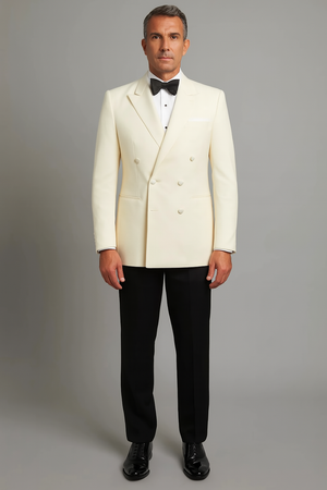 Ivory Double Breasted Tuxedo Dinner Jacket - Cream Dinner Jacket - Off White Tuxedo
