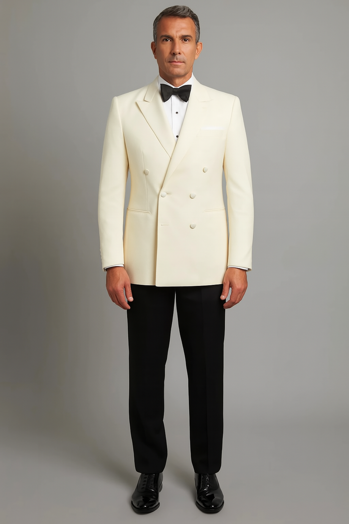 Ivory Double Breasted Tuxedo Dinner Jacket - Cream Dinner Jacket - Off White Tuxedo