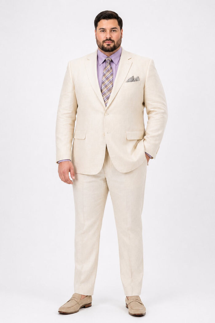 Linen Suit - Mens Summer Suits Ivory Big and Tall  Color - Beach Wedding
