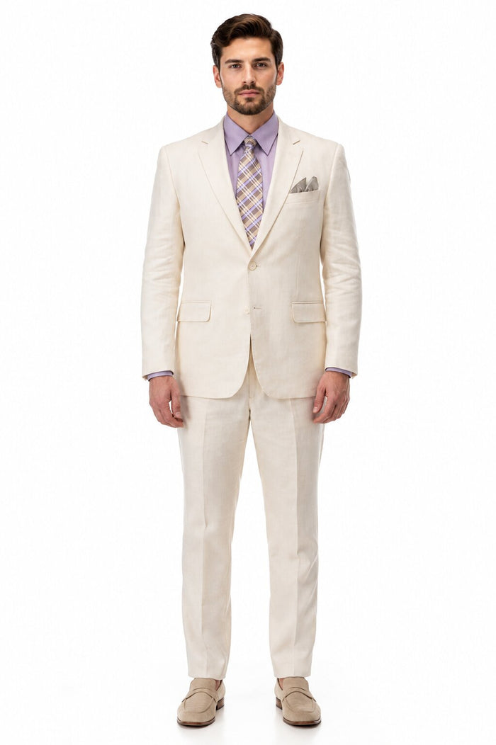 Linen Suit - Mens Summer Suits Ivory Big and Tall  Color - Beach Wedding