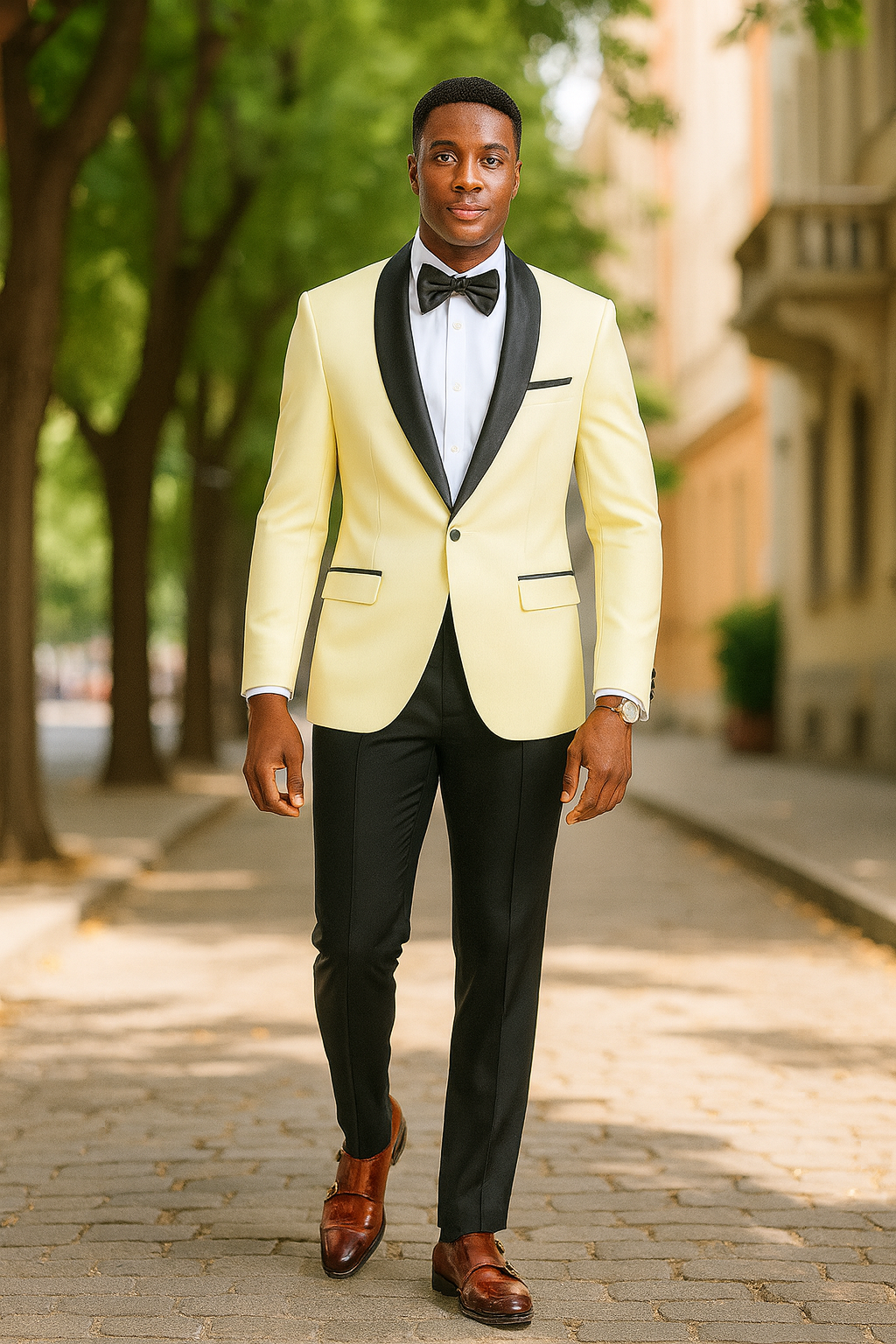 Big And Tall Suit For Men - Jacket + Pants + Bowtie + Pants - Ivory Suit
