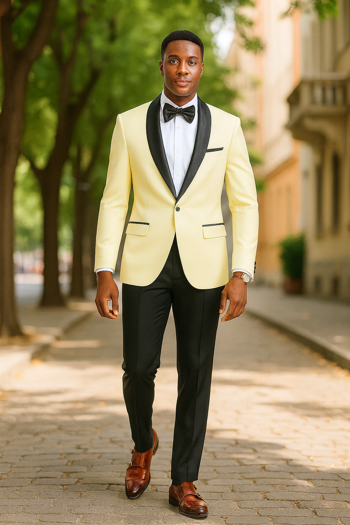 Big And Tall Suit For Men - Jacket  Pants  Bowtie  Pants - Ivory Suit