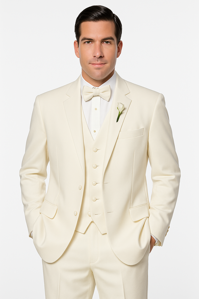 Off White~Ivory~Cream Men'S 2 Button Style Tuxedo Dress Suits