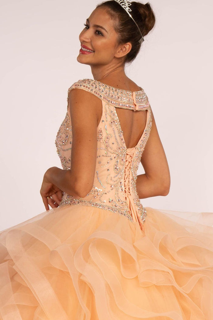 Jeweled Cap Sleeve Ball Gown by Elizabeth KGL1600