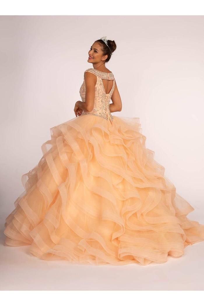 Jeweled Cap Sleeve Ball Gown by Elizabeth KGL1600