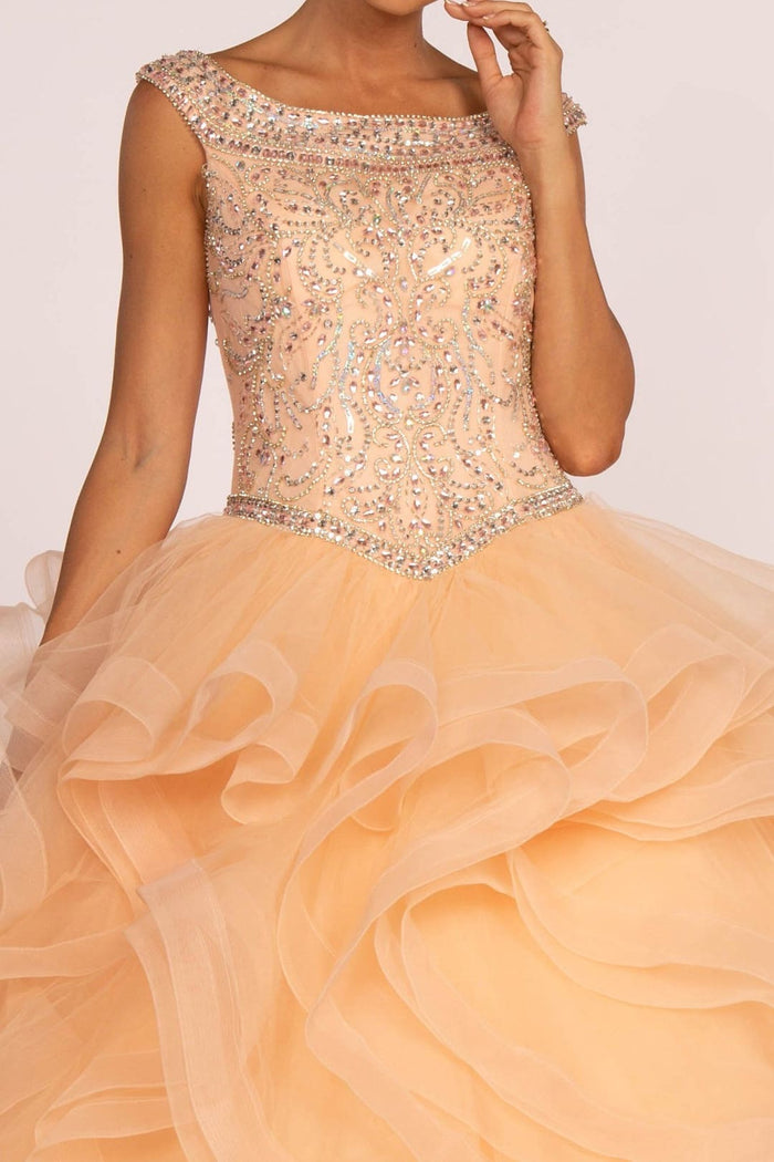Jeweled Cap Sleeve Ball Gown by Elizabeth KGL1600