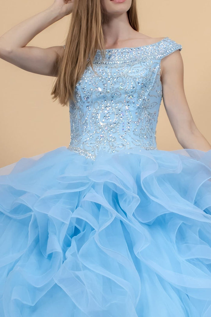 Jeweled Cap Sleeve Ball Gown by Elizabeth KGL1600