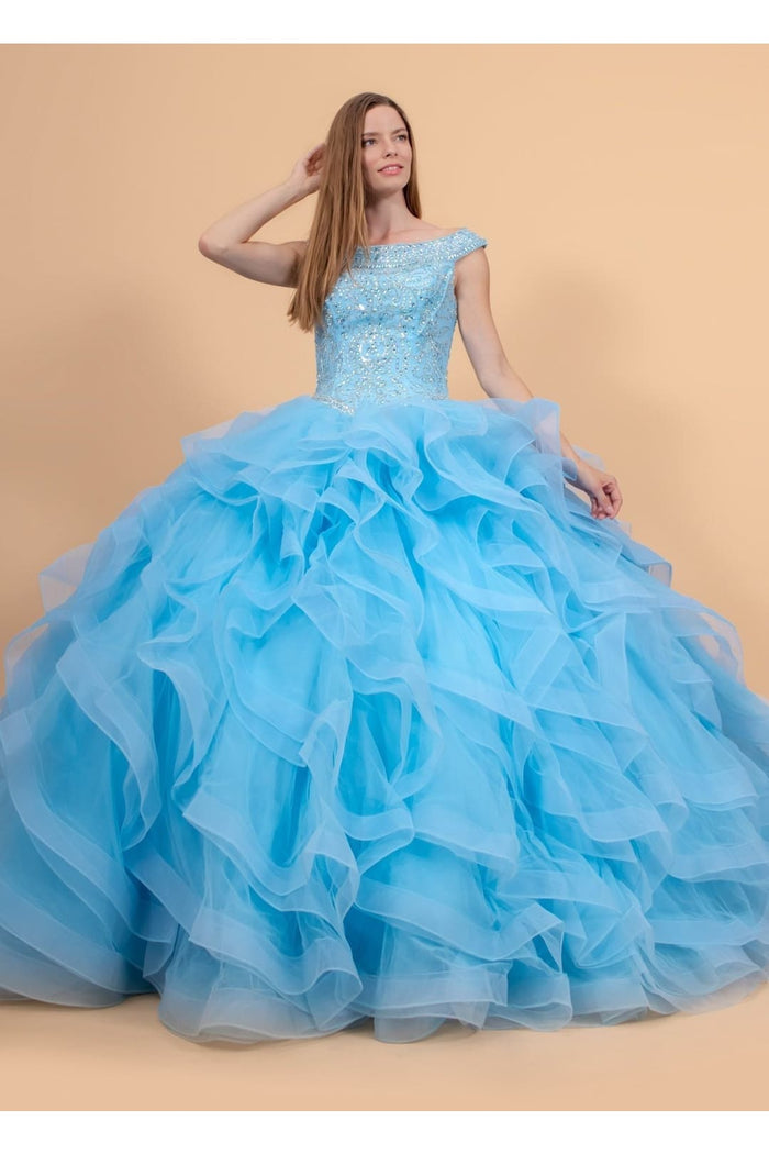 Jeweled Cap Sleeve Ball Gown by Elizabeth KGL1600