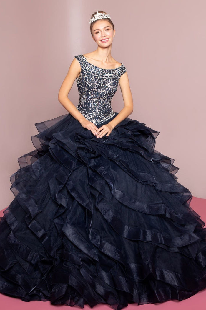Jeweled Cap Sleeve Ball Gown by Elizabeth KGL1600