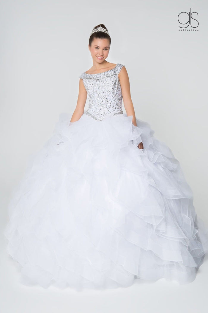 Jeweled Cap Sleeve Ball Gown by Elizabeth KGL1600