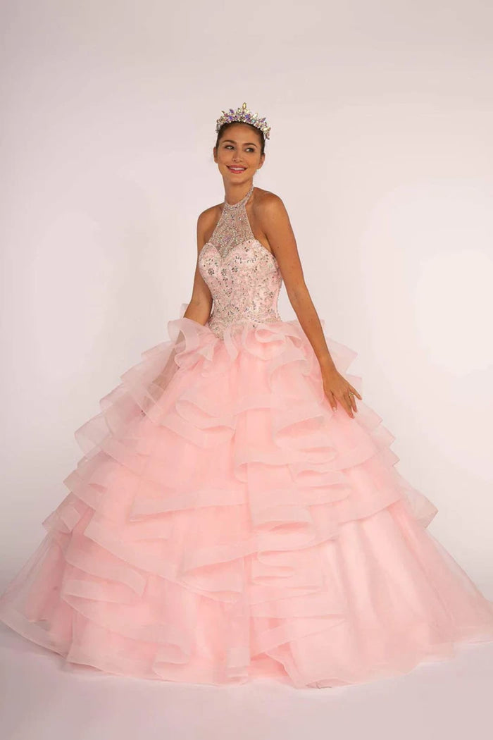 Jeweled Halter Ball Gown by Elizabeth KGL2512