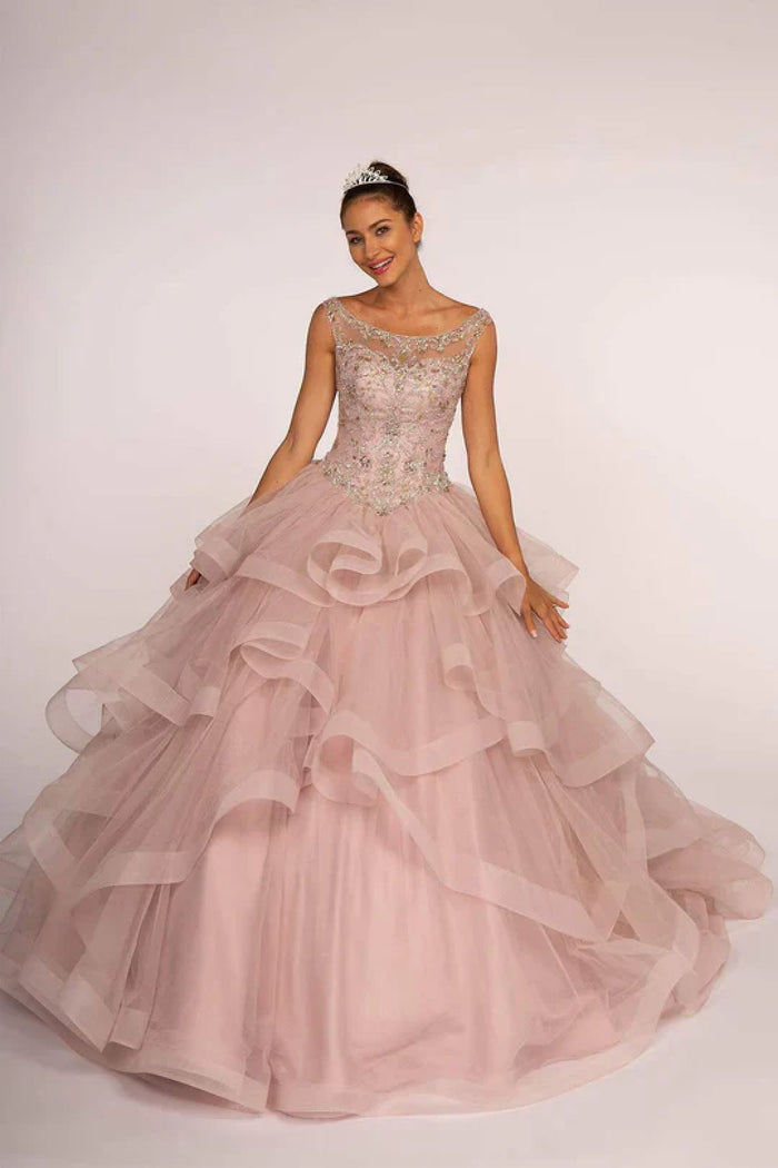 Jeweled Illusion Layered Ball Gown by Elizabeth KGL2517