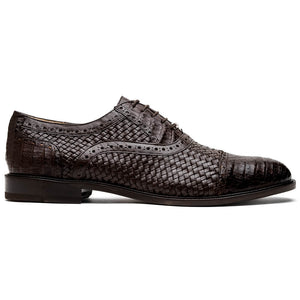 Marco Di Milano John Brown Shoes Exotic Caiman Crocodile / Woven Leather  Dress Oxfords