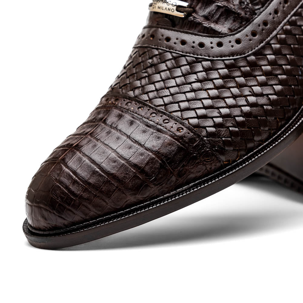 Marco Di Milano John Brown Shoes Exotic Caiman Crocodile / Woven Leather Dress Oxfords