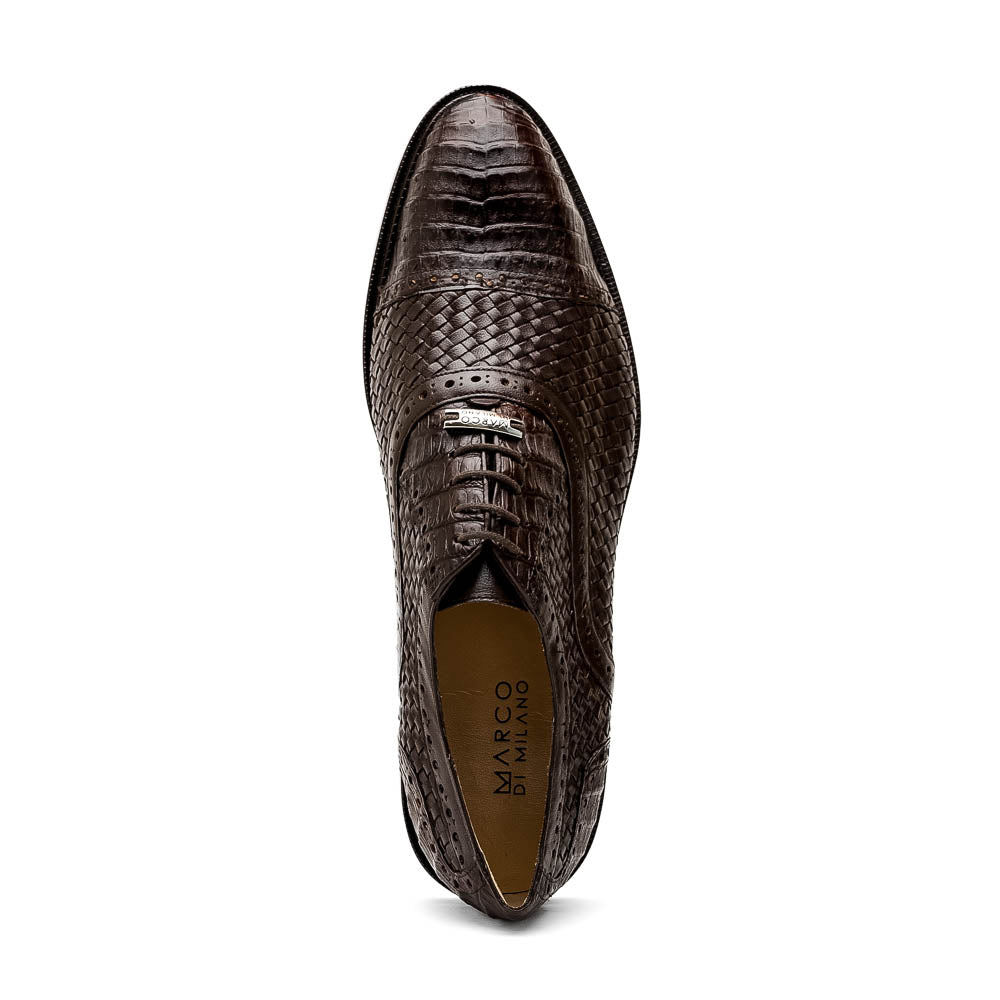 Marco Di Milano John Brown Shoes Exotic Caiman Crocodile / Woven Leather Dress Oxfords