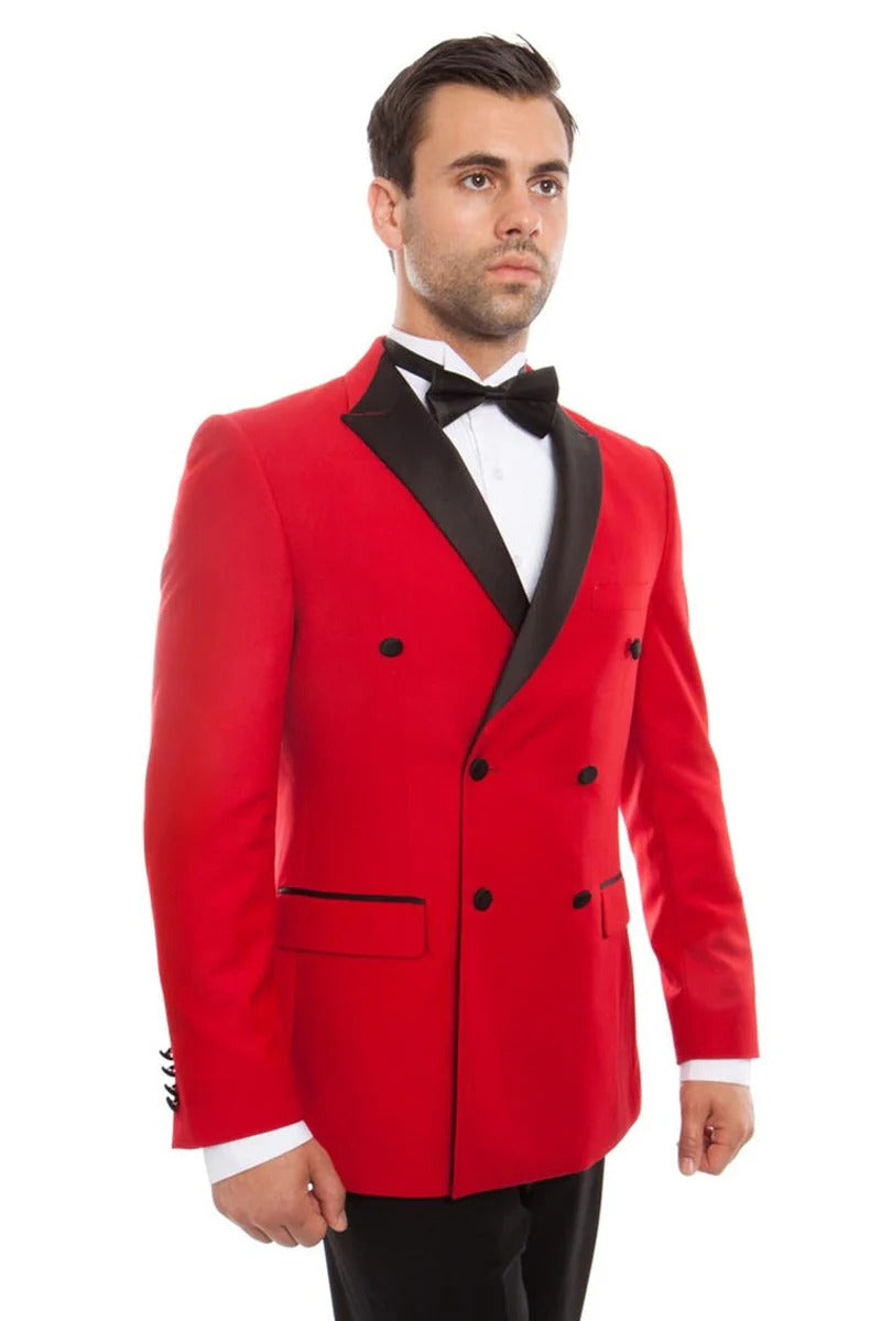 Men's Slim Fit Double Breasted Tuxedo In Red