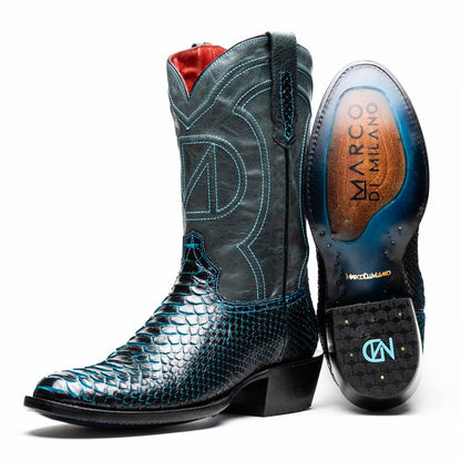 Marco_Di_Milano Kansas Black & Blue Leather Loafer