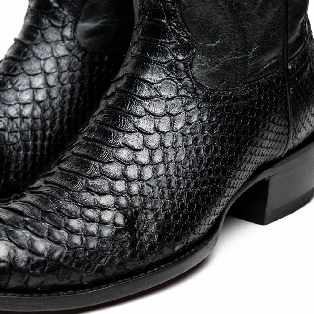 Marco Di Milano Kansas Black Python Round Toe Cowboy Boots