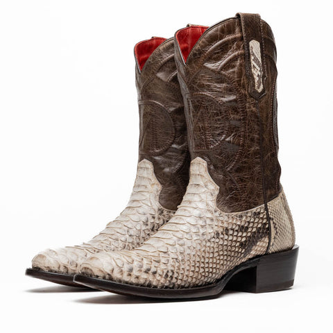 Marco Di Milano Kansas Natural Python Round Toe Cowboy Boots