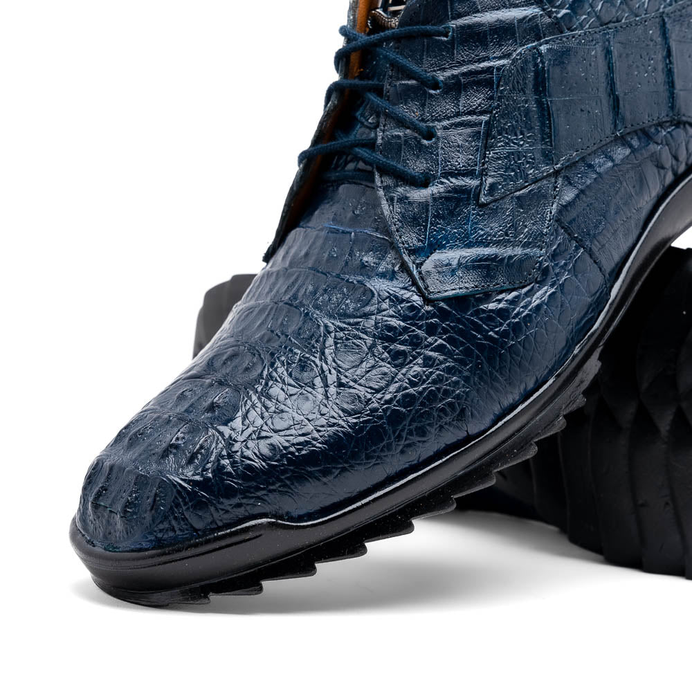 Marco Di Milano Kratos Men's Navy Shoes Exotic Caiman Crocodile Sneakers