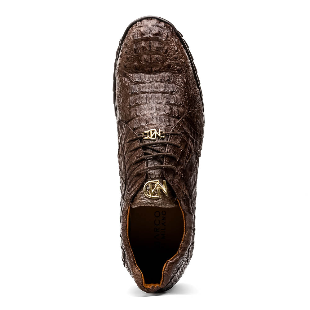 Marco Di Milano Kratos Men's  Brown Shoes Exotic Caiman Crocodile Sneakers