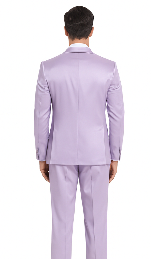 Tazzio Men's Lavender Satin 3 Piece Slim Fit Suit with Peak Lapel  Elegant Formalwear