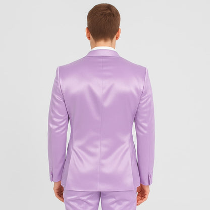 Lavender Satin Tuxedo Set  4-Piece Statement for Weddings & Proms