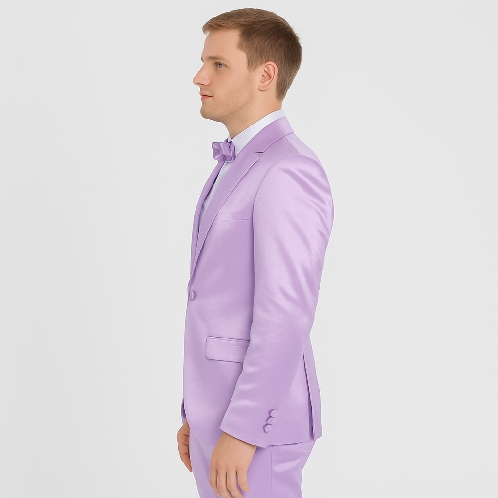 Lavender Satin Tuxedo Set  4-Piece Statement for Weddings & Proms