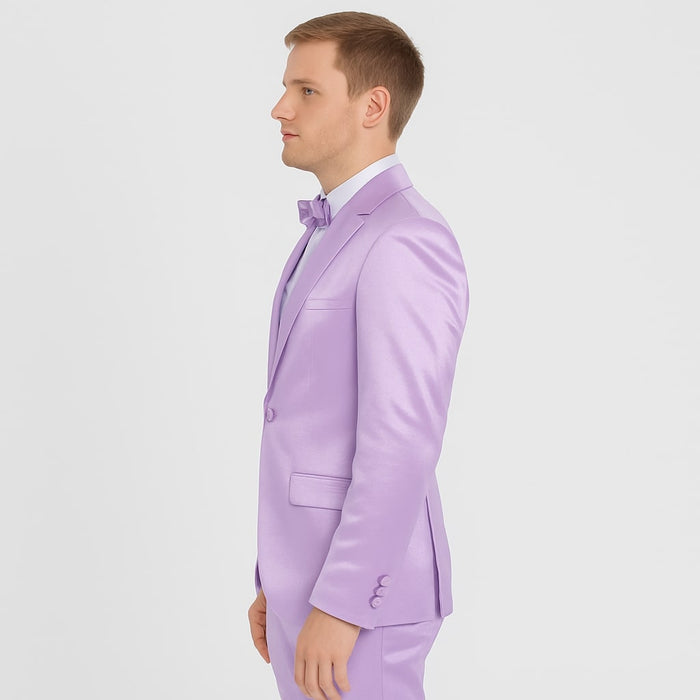 Lavender Satin Tuxedo Set  4-Piece Statement for Weddings & Proms