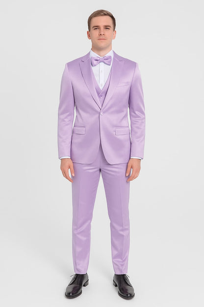Lavender Satin Tuxedo Set  4-Piece Statement for Weddings & Proms