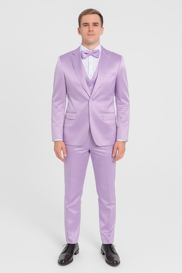 Lavender Satin Tuxedo Set  4-Piece Statement for Weddings & Proms