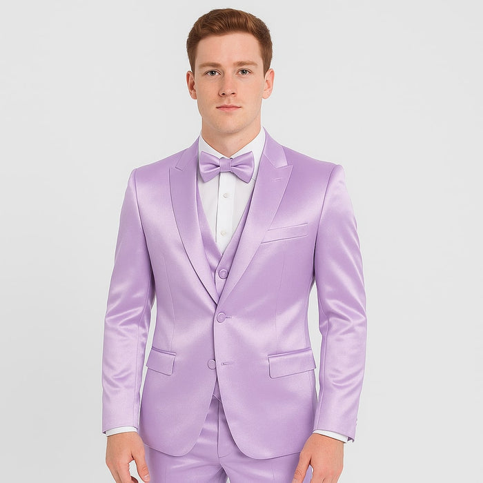 Lavender Satin Tuxedo Set  4-Piece Statement for Weddings & Proms