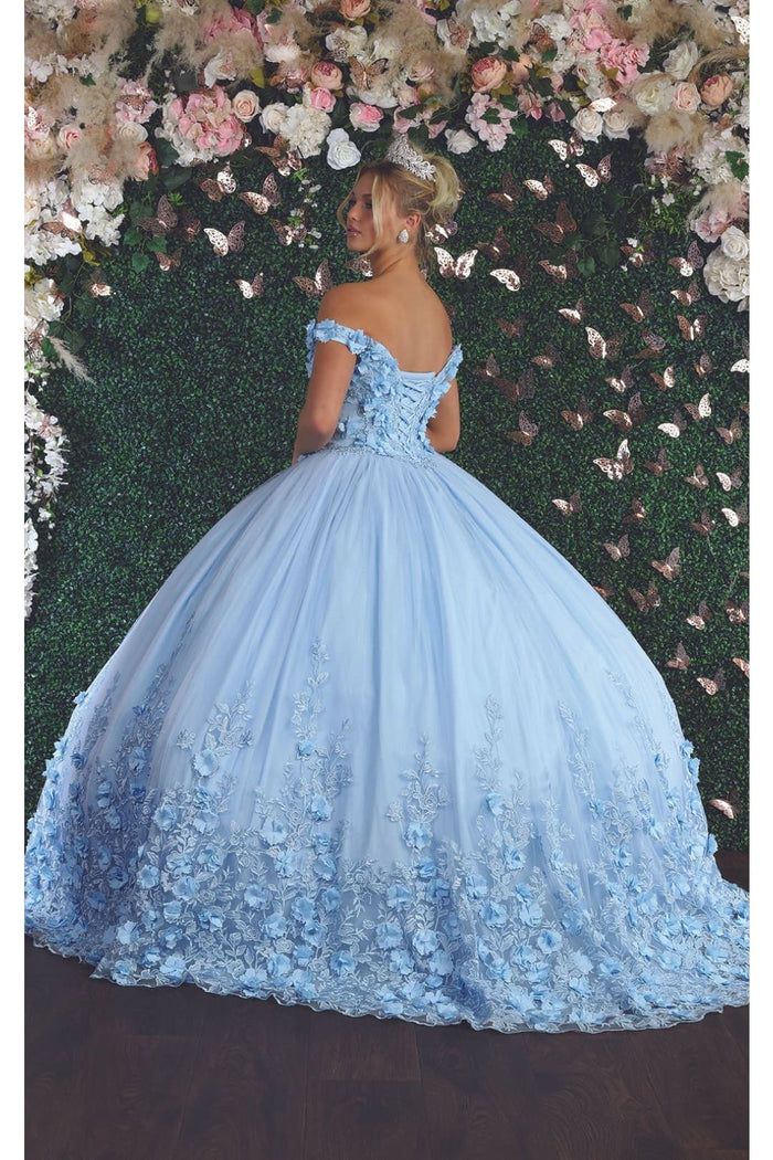Sleeveless Glitter Floral Ball Quinceanera Gown