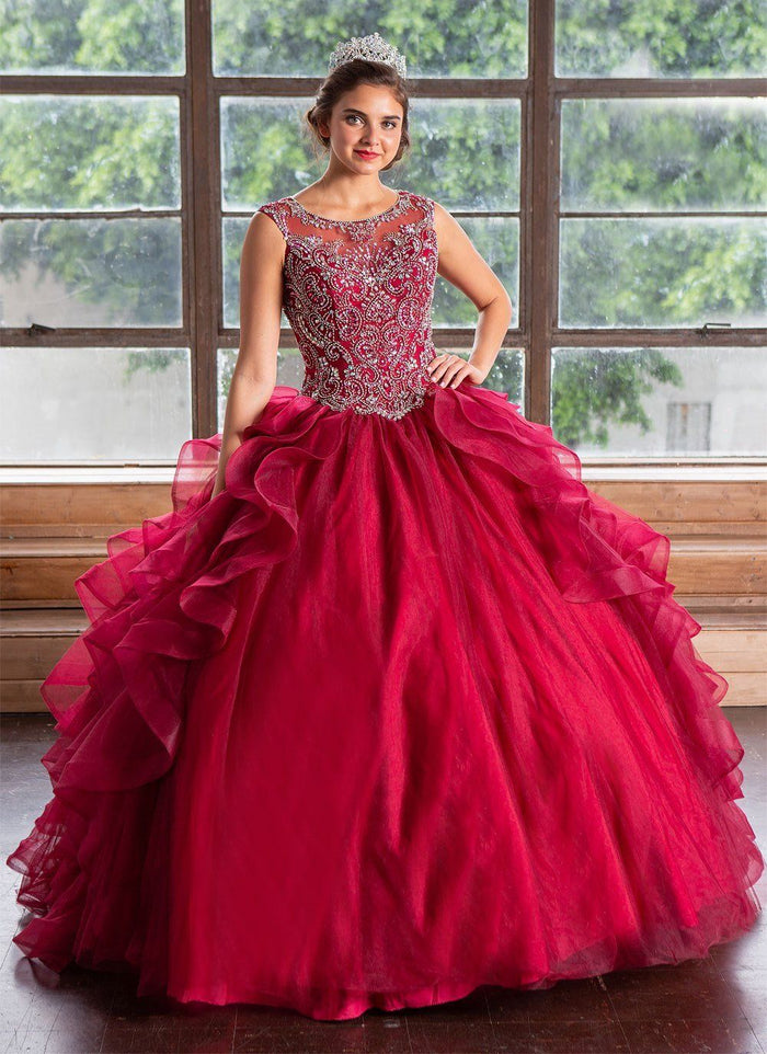 Layered Sleeveless Illusion Quinceanera Dress by Calla KY79288