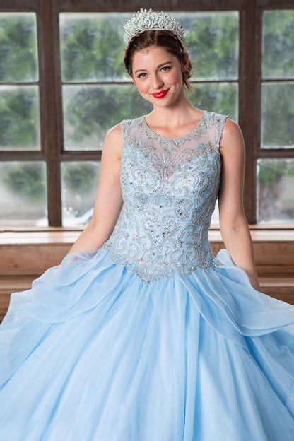 Layered Sleeveless Illusion Quinceanera Dress by Calla KY79288
