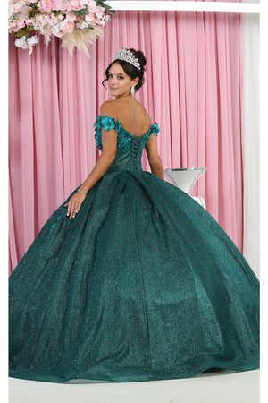 Plus Size Ball Gown in Hunter Green | Formal Quinceanera Dress by LK154