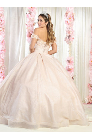 Plus Size Ball Gown in Champagne | Formal Quinceanera Dress by LK154