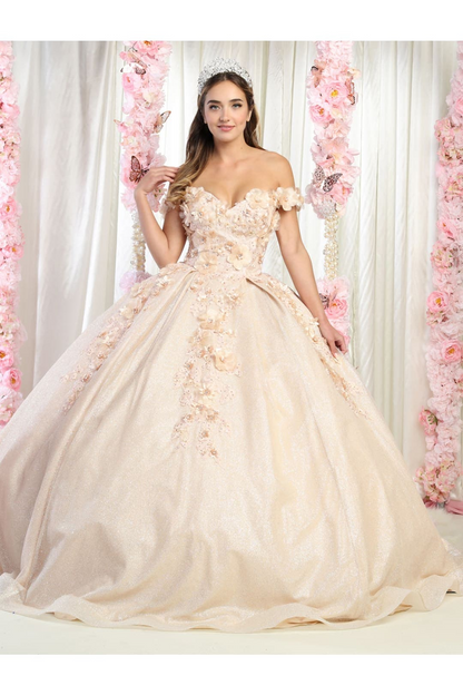Plus Size Ball Gown in Champagne | Formal Quinceanera Dress by LK154