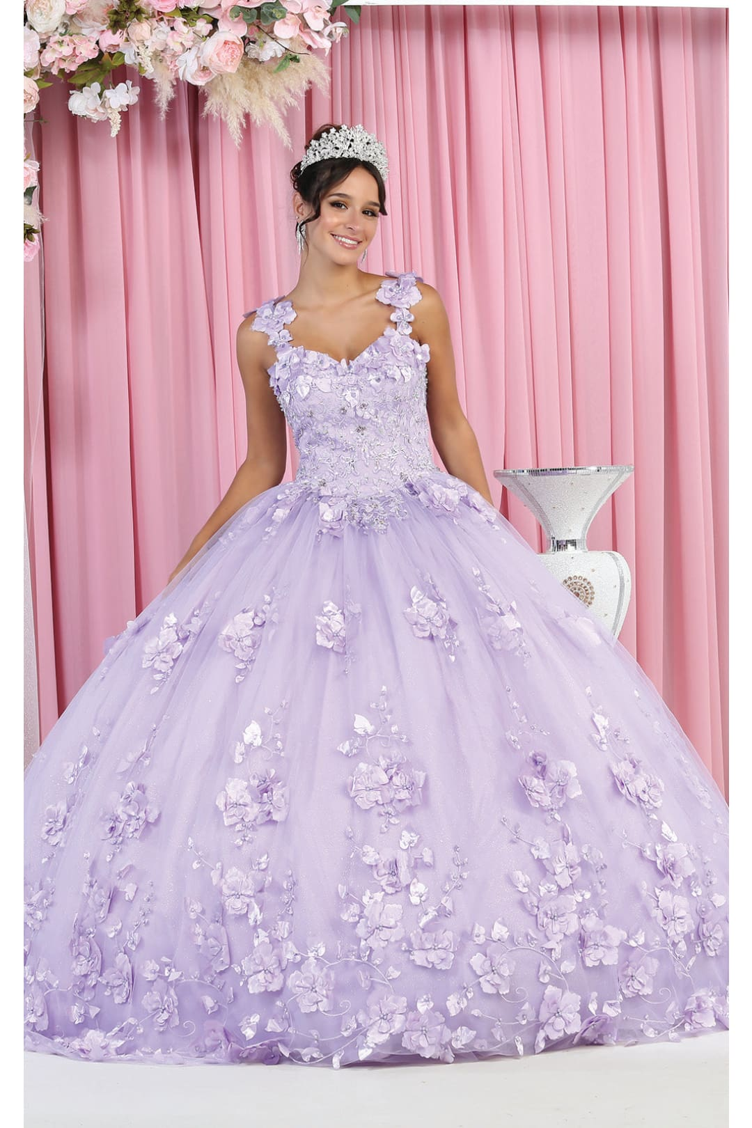 Layla K LK157 Sleeveless Floral Embroidered Quinceañera Ball Gown